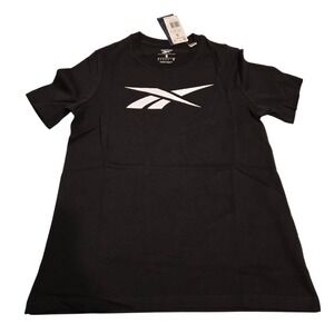 Reebok Womens Vector Graphic Tee Black Short Sleeve Logo T-Shirt 100073066 Small